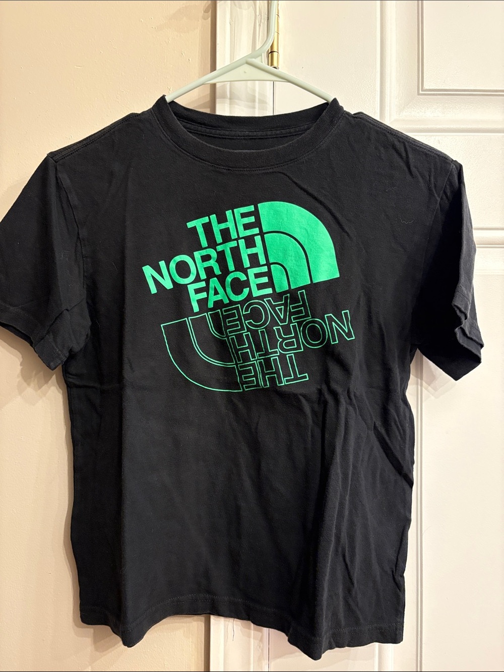 The North Face Black Tee with Bright Green Logo